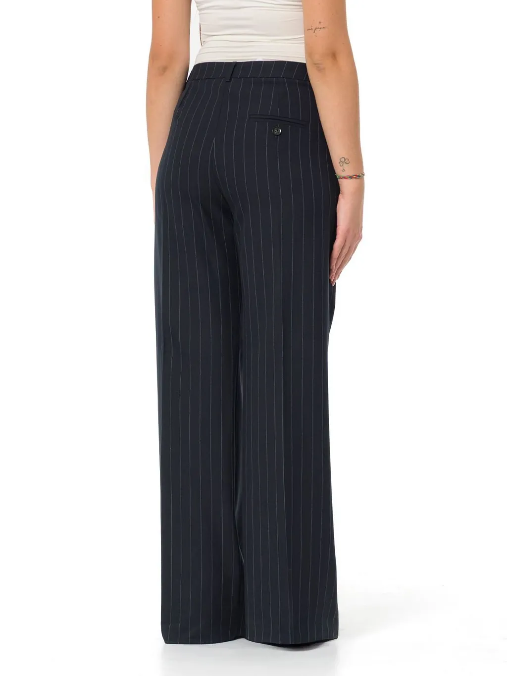 Pinstripe Wide-Leg Trousers