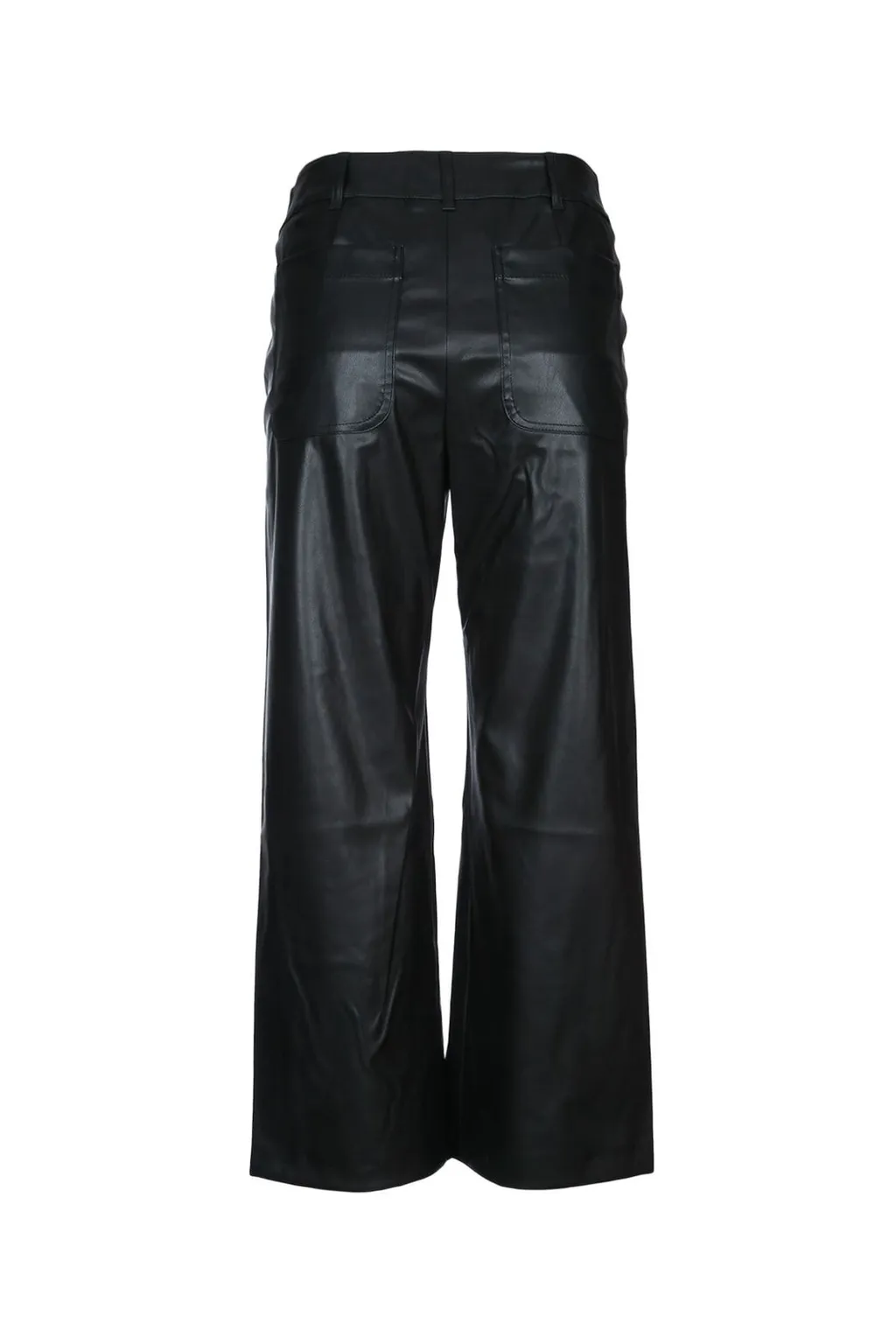 Wide-Leg Faux Leather Trousers