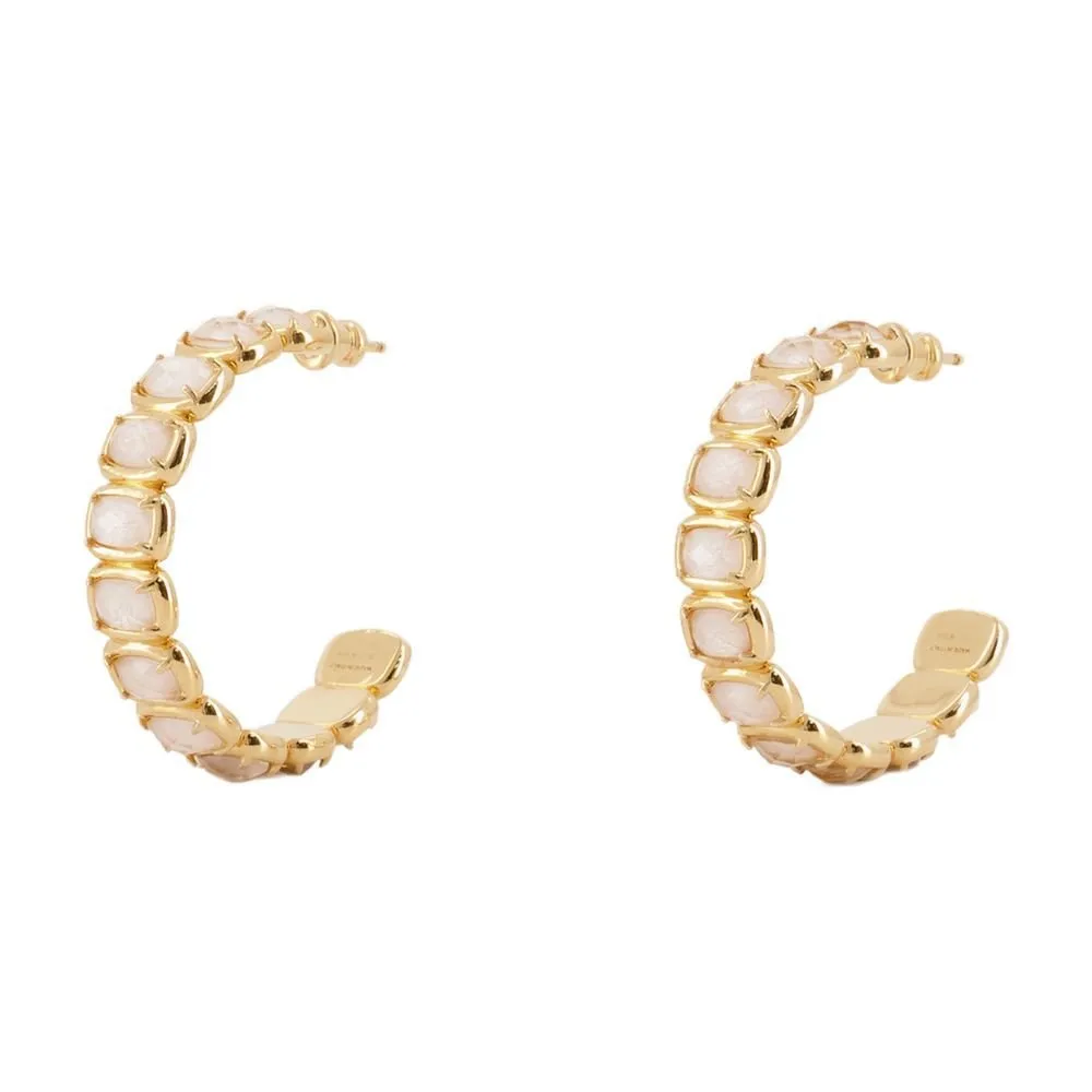 Hoop Earrings With Square Stone Details