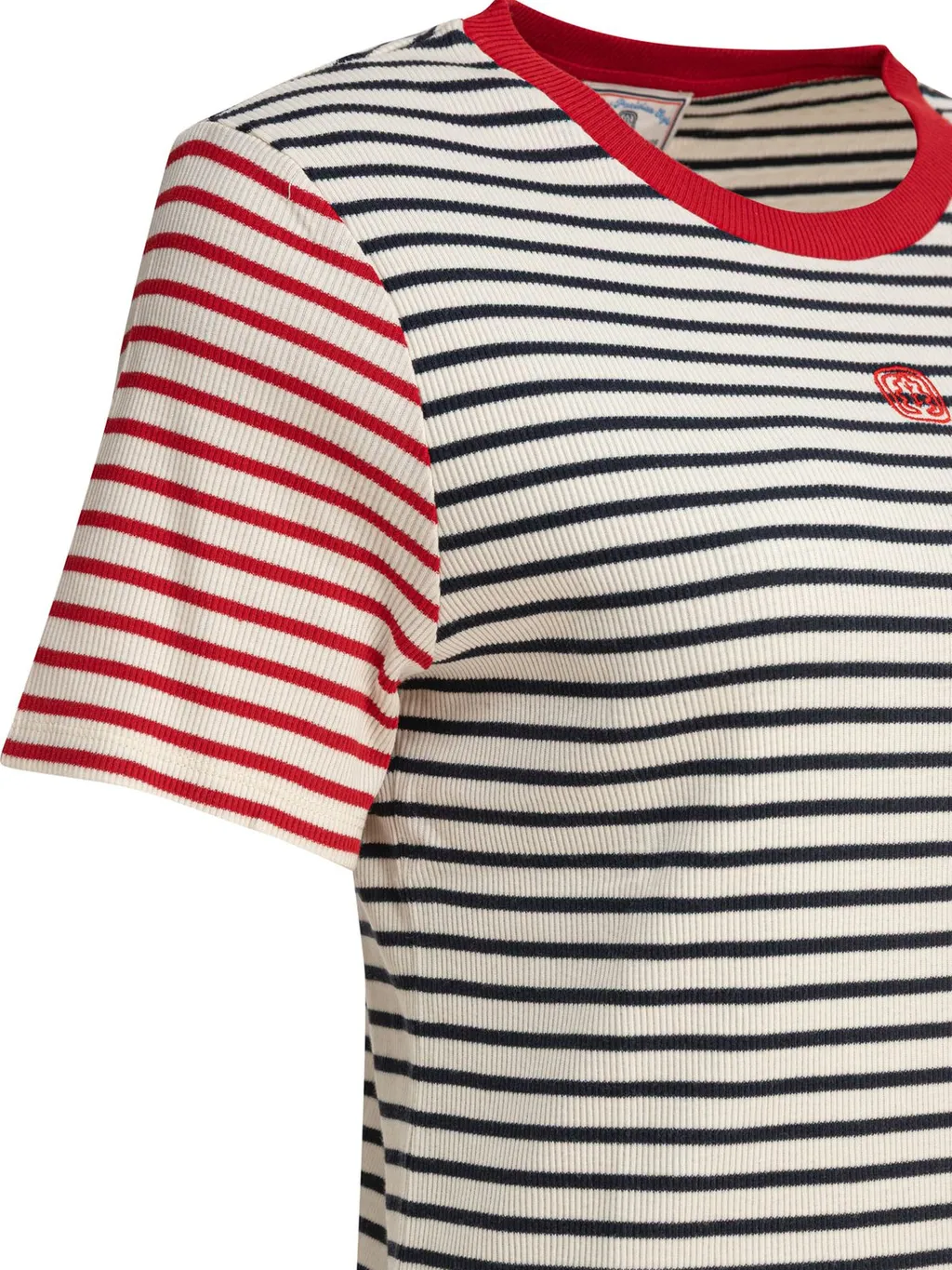 Striped T-Shirt With Contrast Collar And Sleeves