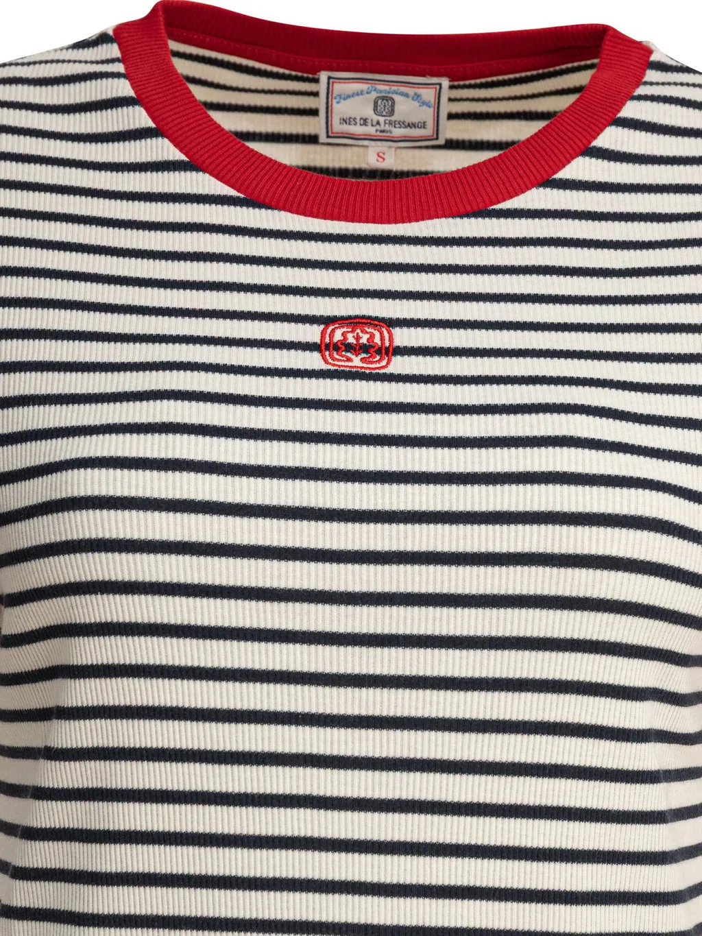 Striped T-Shirt With Contrast Collar And Sleeves