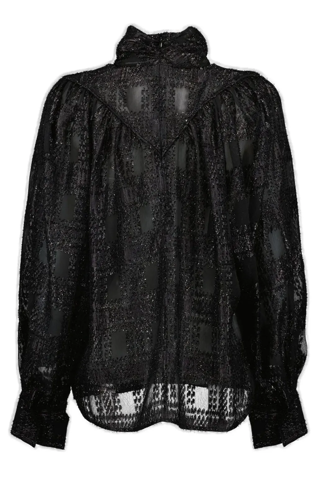 Sheer Jacquard Turtleneck Blouse