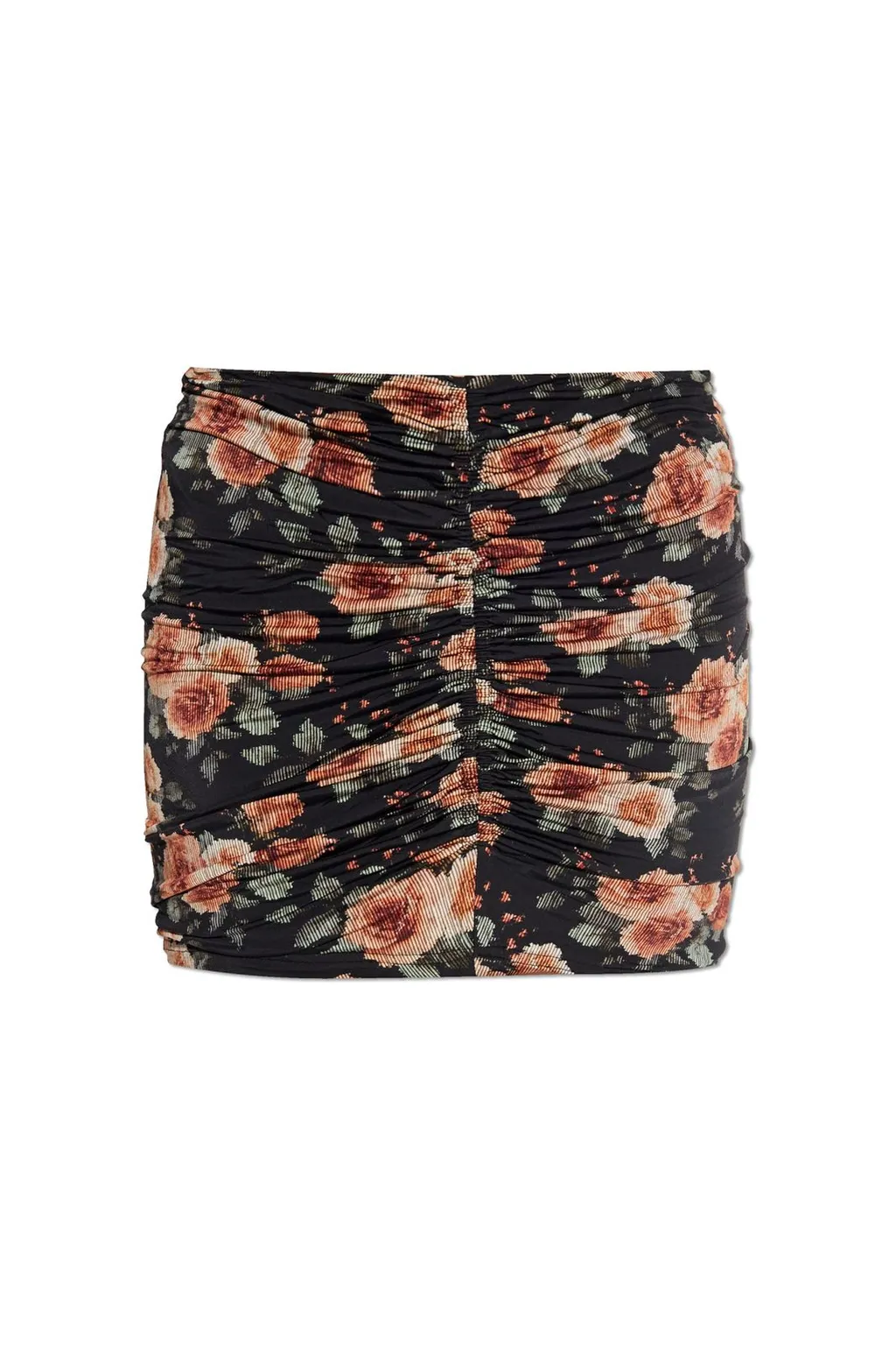 Ruched Floral Print Mini Skirt