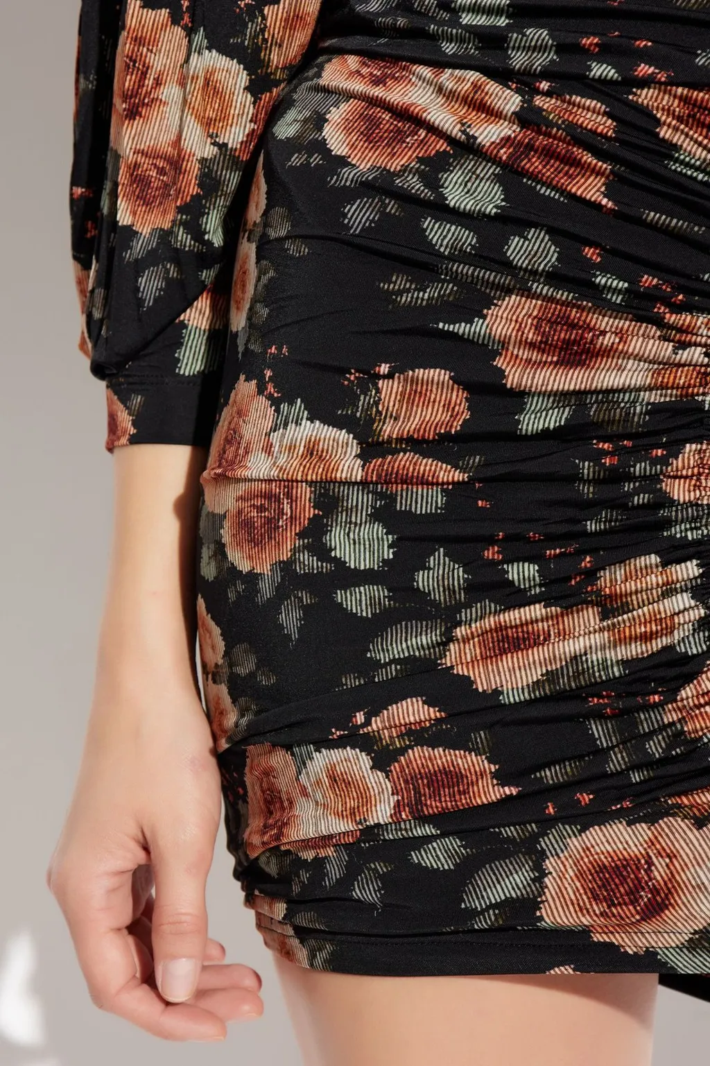 Ruched Floral Print Mini Skirt