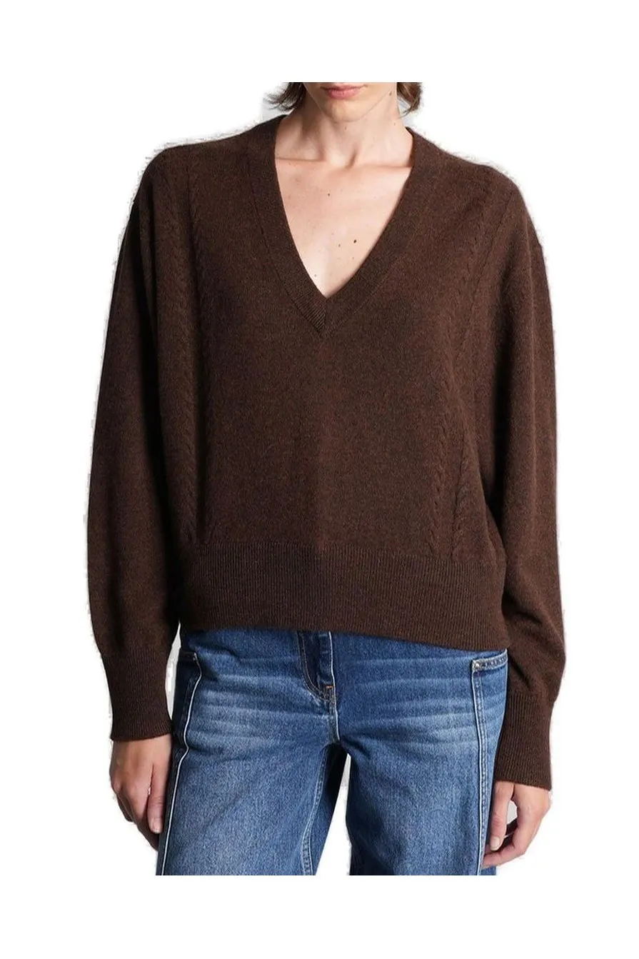 V-Neck Cable Knit Sweater