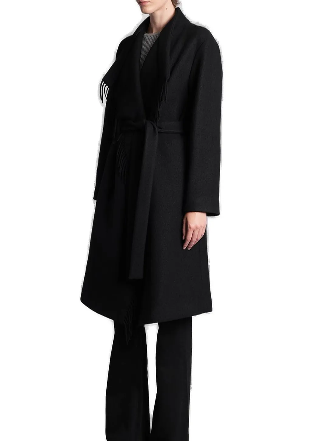 Belted Coat With Fringe