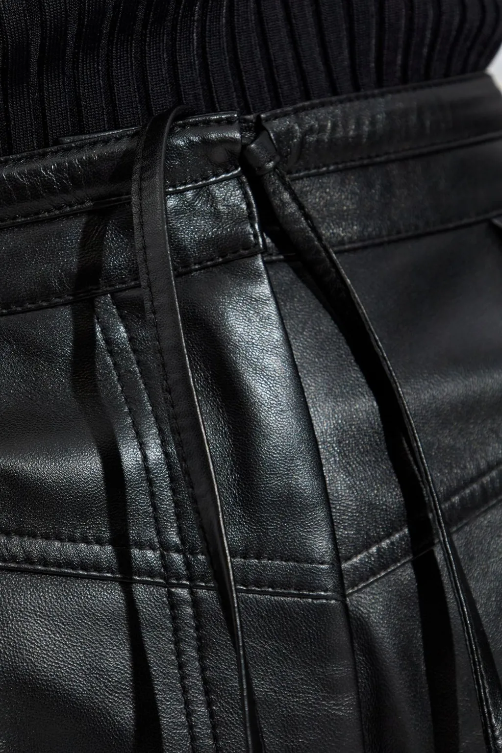 High-Waisted Leather Trousers
