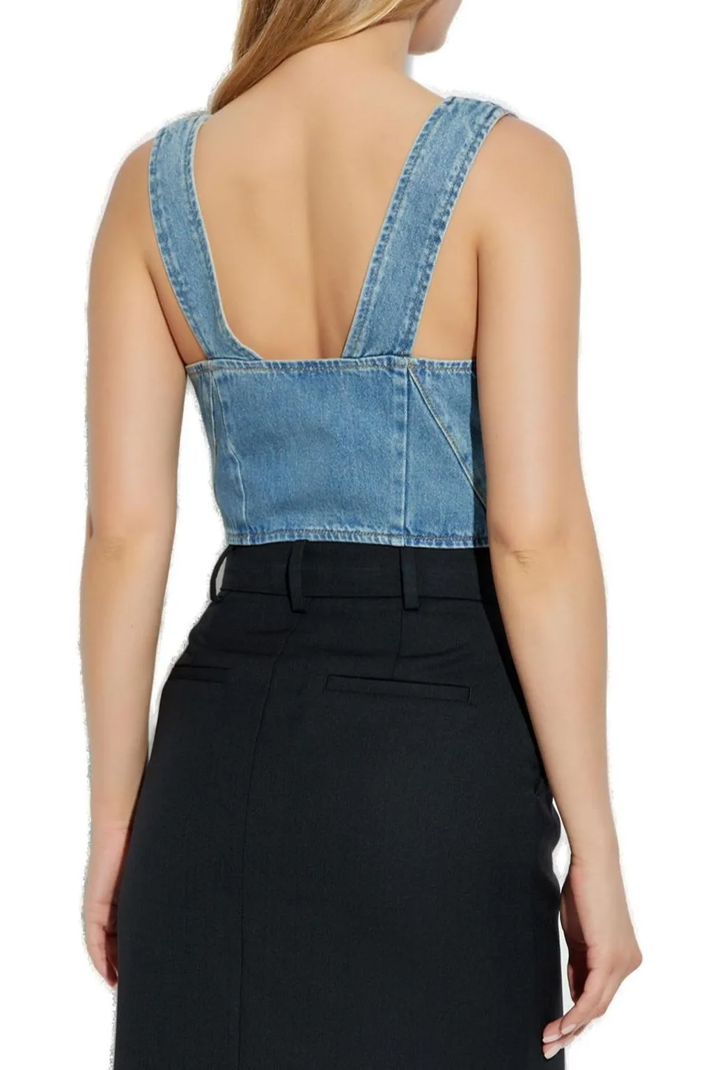 Denim V-Neck Crop Top