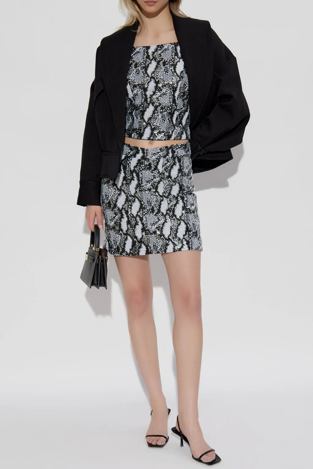 Sequin Snake Print Crop Top