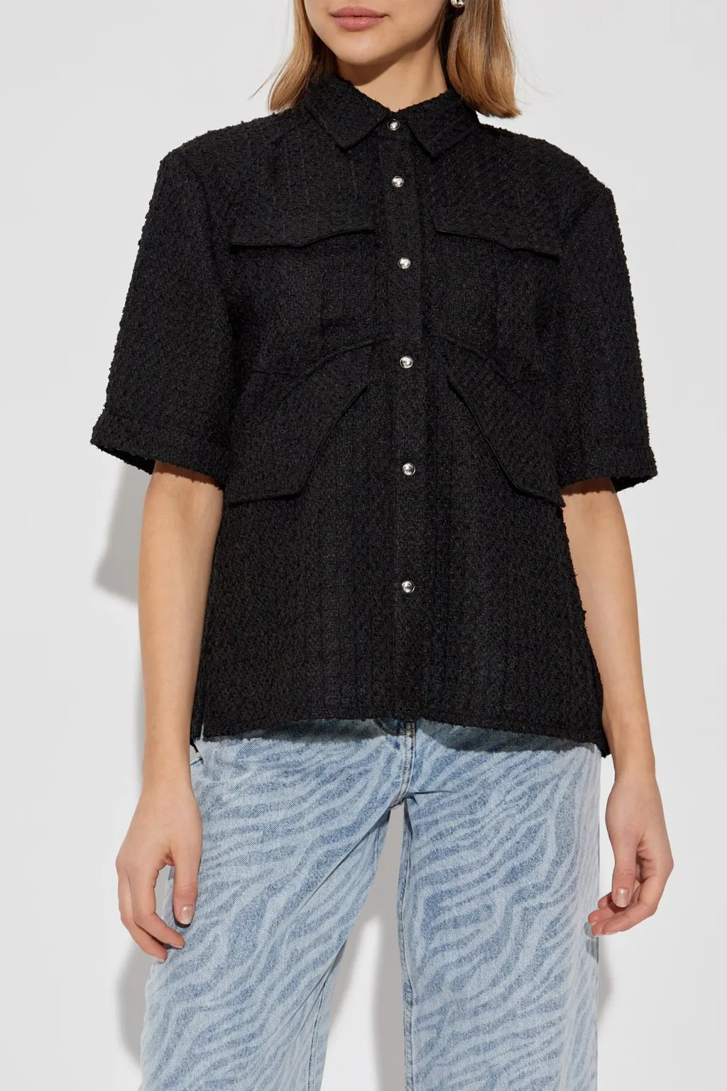Textured Cropped Shirt