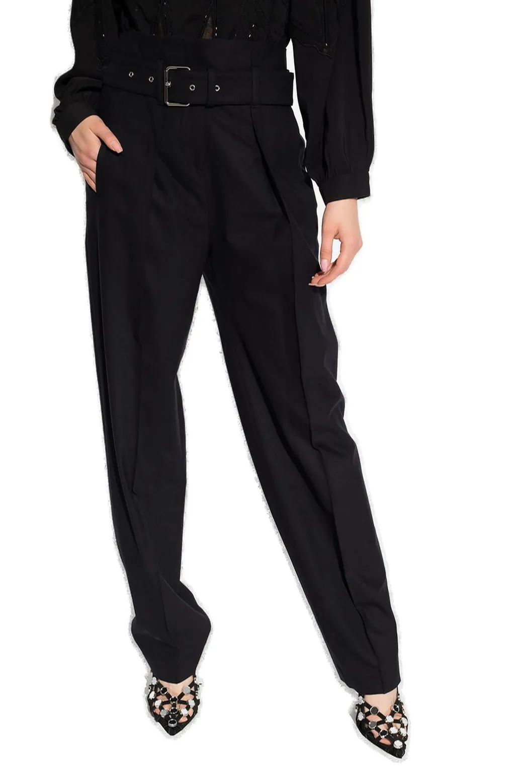High-Waisted Belted Trousers