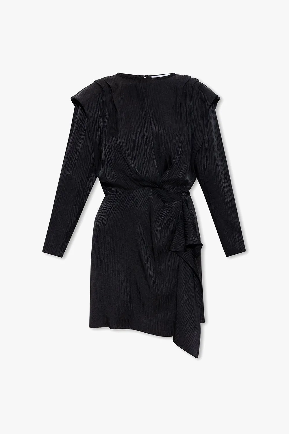 Ruched Faux Leather Mini Dress