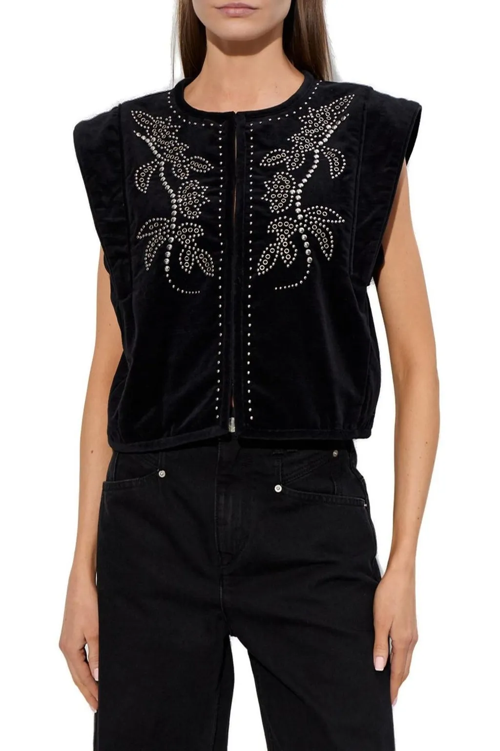 Embellished Velvet Vest