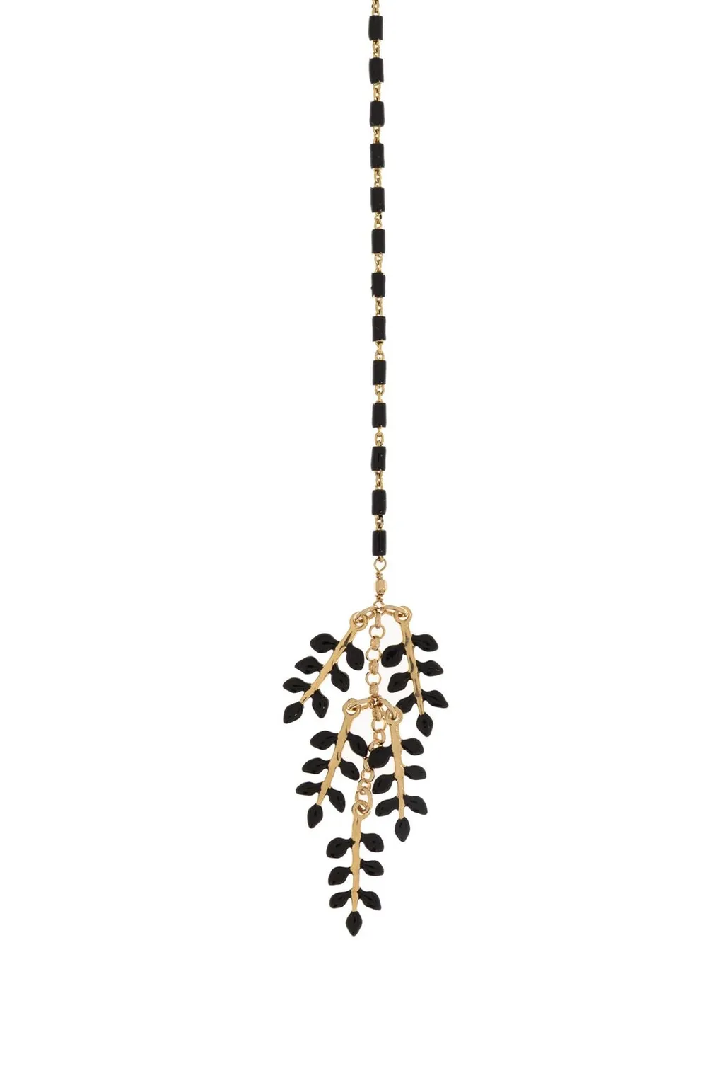 Beaded Necklace With Leaf Charms