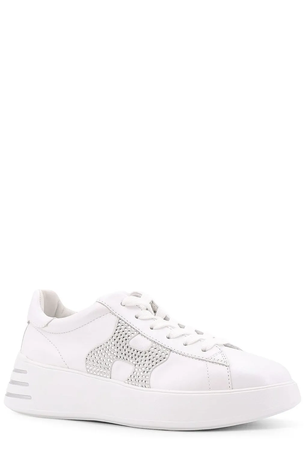 Low-Top Sneakers With Rhinestone H Logo