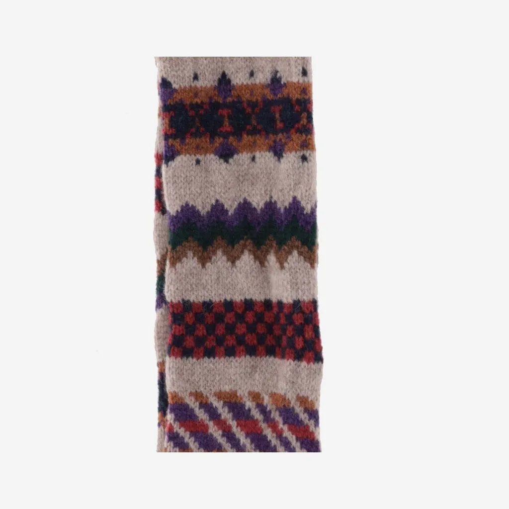 Fair Isle Knit Scarf With Pom-Pom
