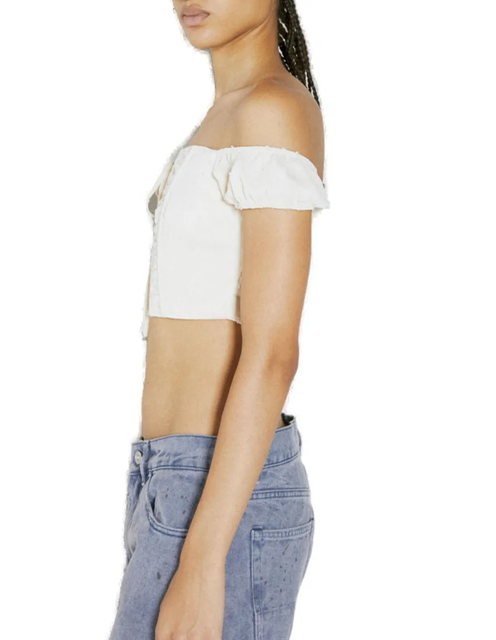 Off-The-Shoulder Lace-Up Crop Top