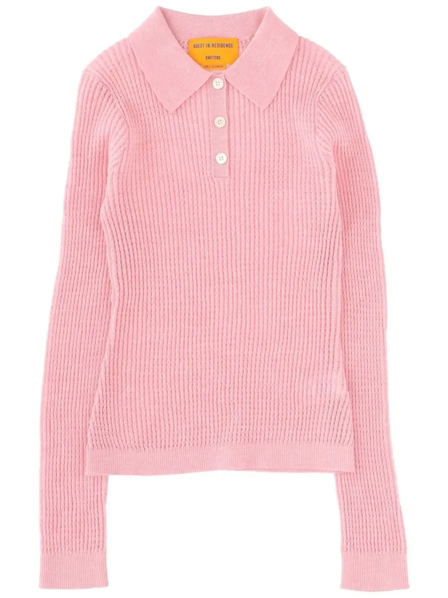 Ribbed Knit Polo Shirt