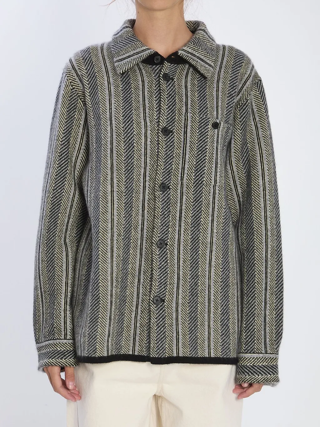 Striped Herringbone Shirt Jacket