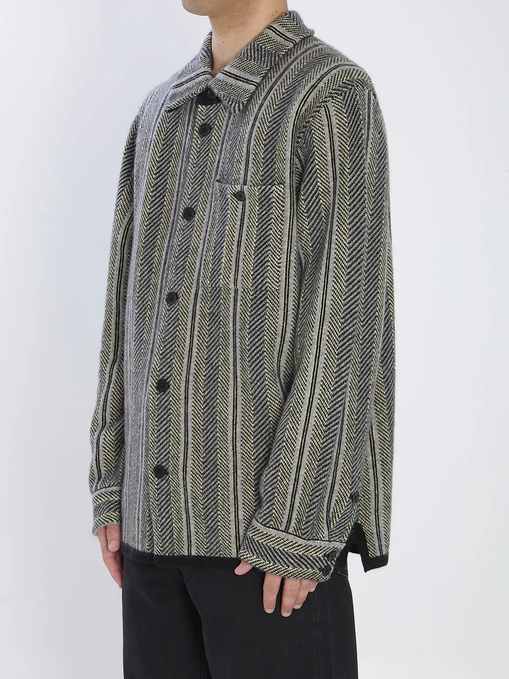 Striped Herringbone Shirt Jacket