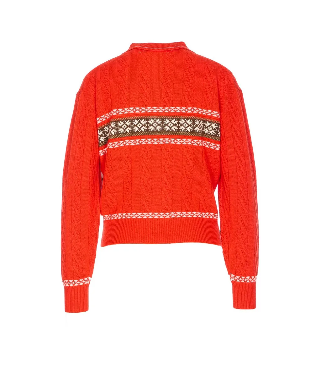 Fair Isle Knit Polo Sweater