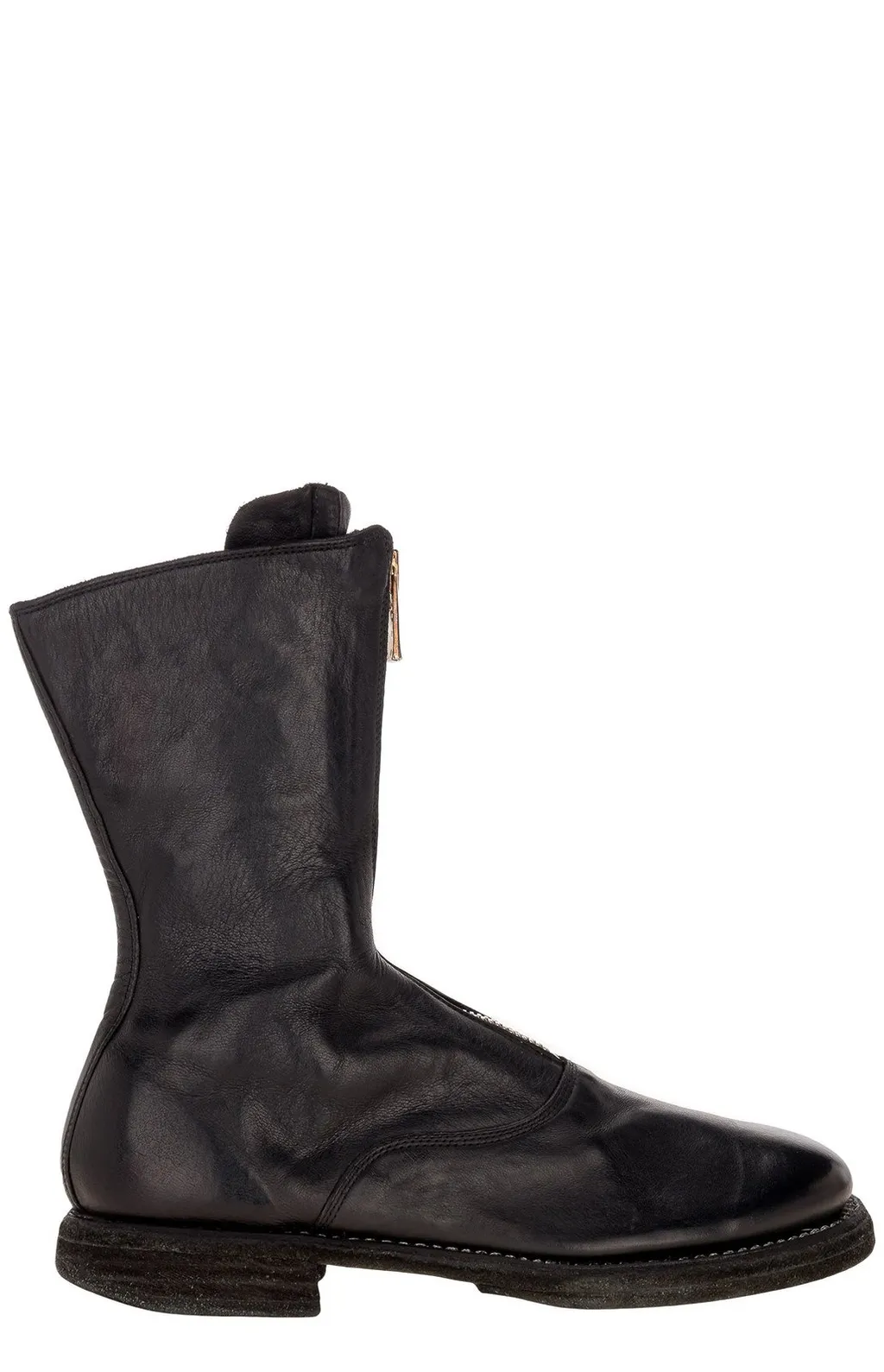 Zip Front Leather Boots