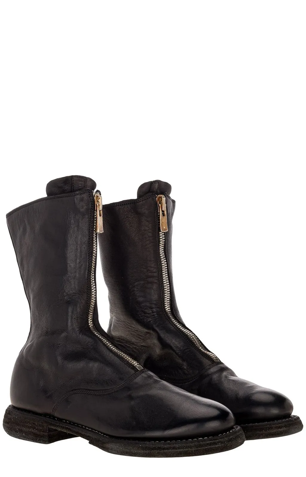 Zip Front Leather Boots