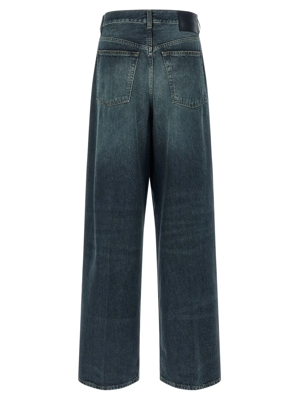 Wide-Leg Pleated Jeans