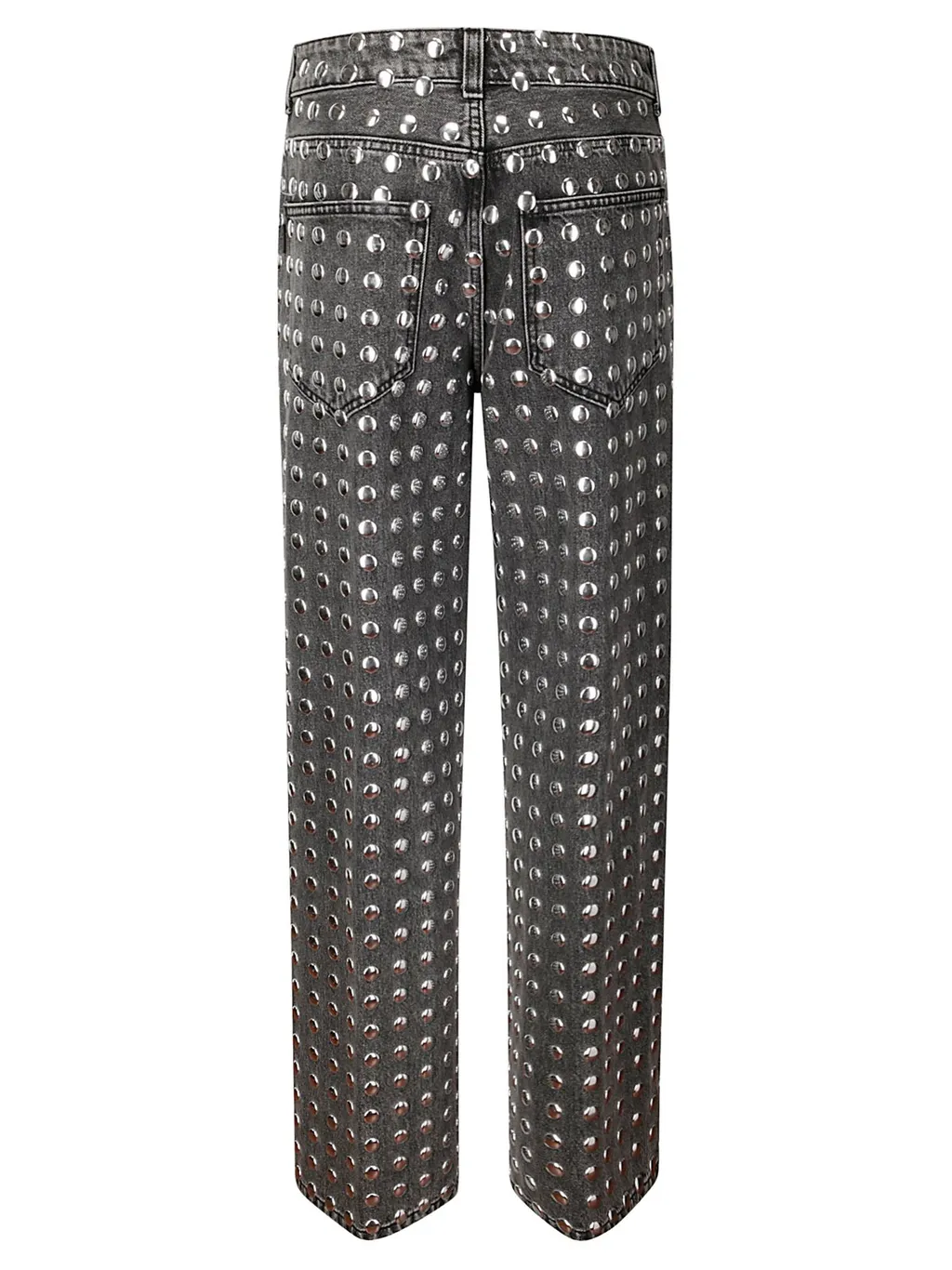 High-Waisted Straight-Leg Jeans With All-Over Eyelet Detailing