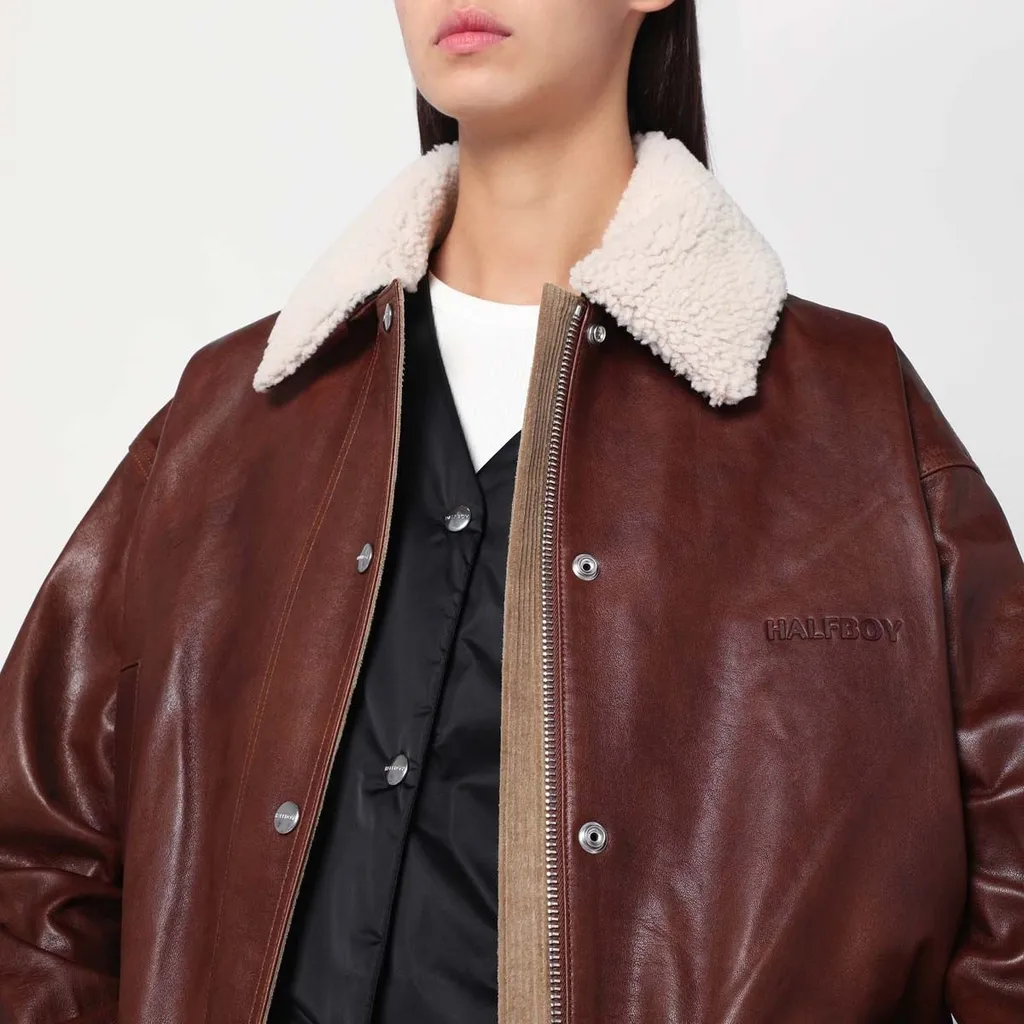 Leather Jacket With Sherpa Collar