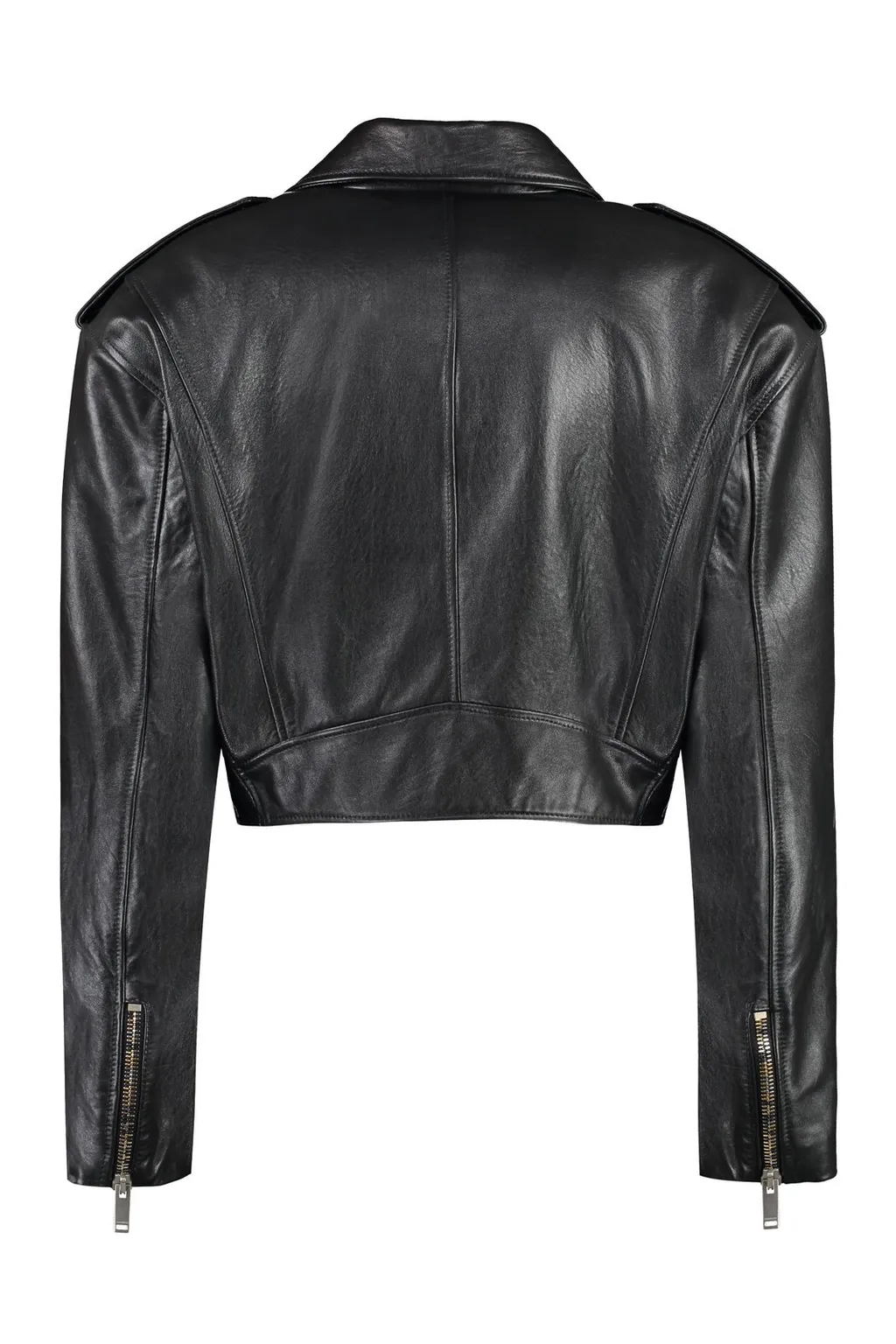 Cropped Leather Biker Jacket