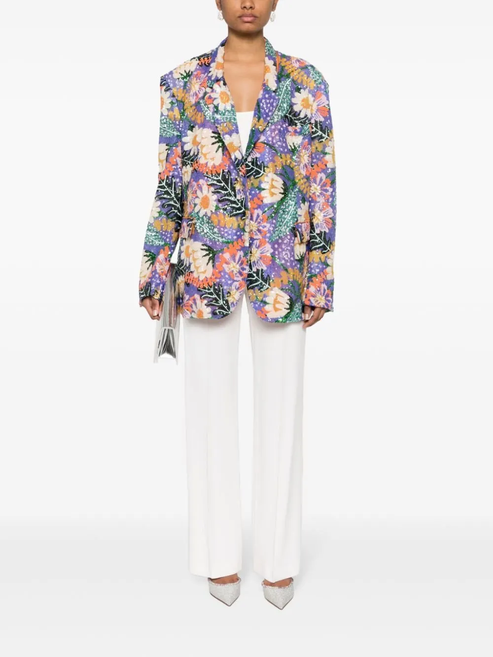 Sequined Floral Print Blazer