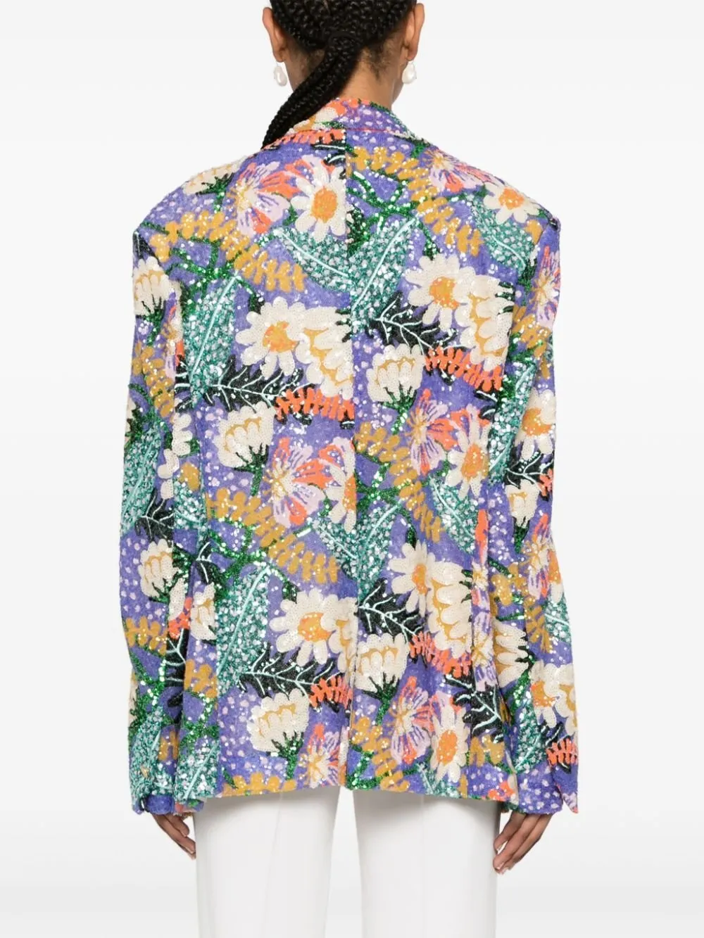Sequined Floral Print Blazer