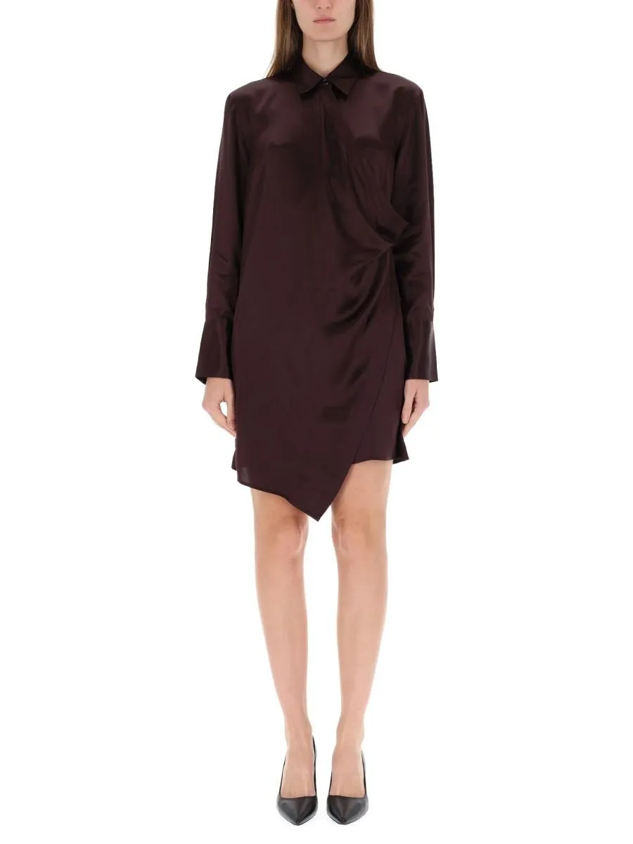 Asymmetric Draped Shirt Dress