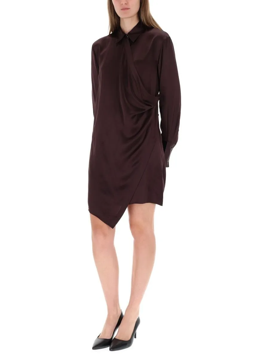 Asymmetric Draped Shirt Dress