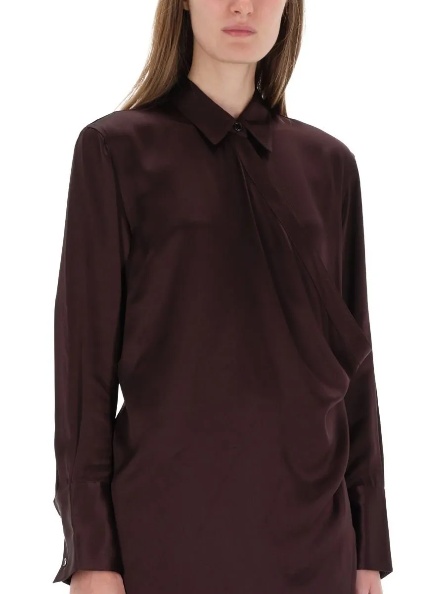 Asymmetric Draped Shirt Dress