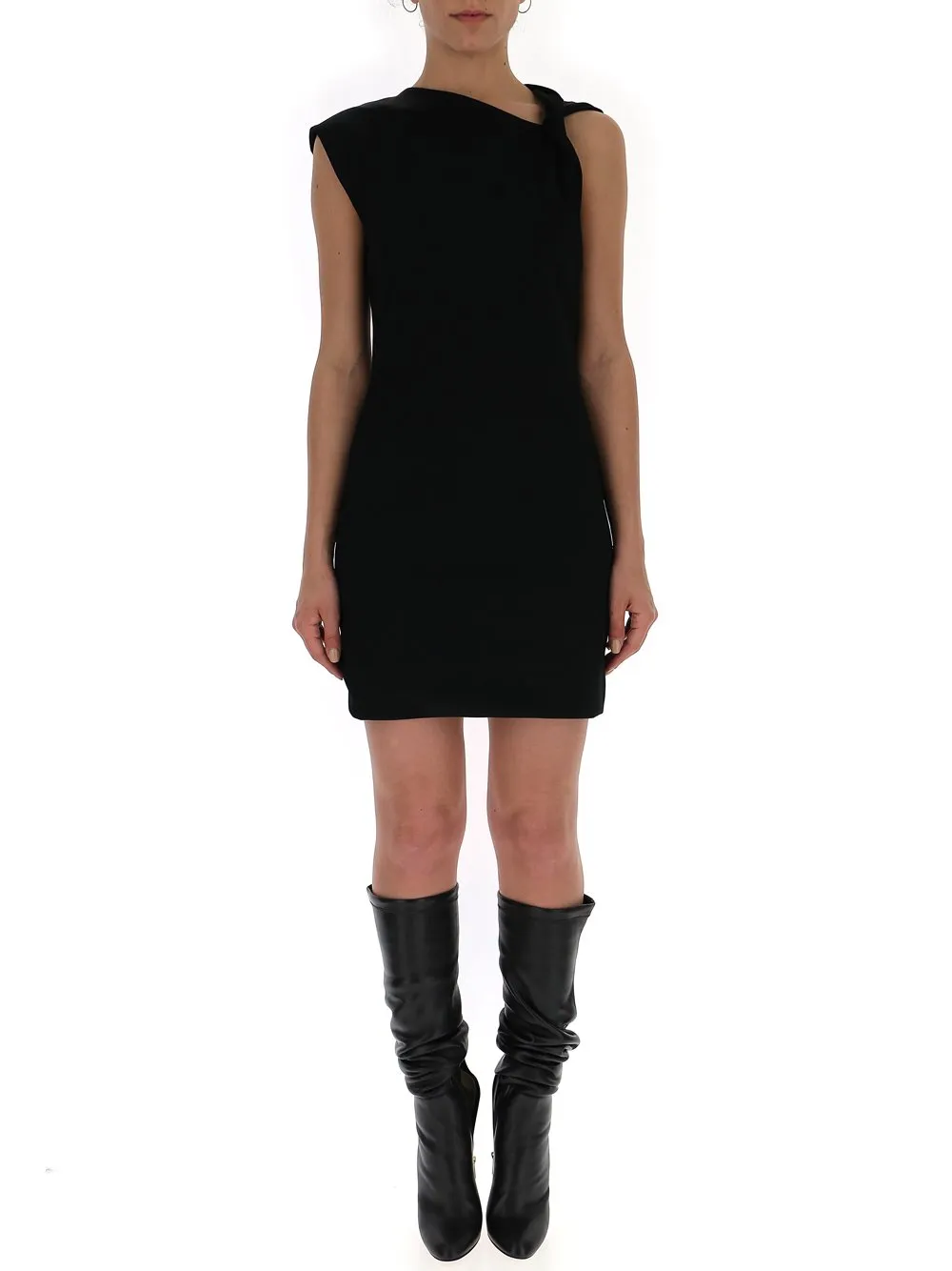 Sheath Dress With Draped Shoulder