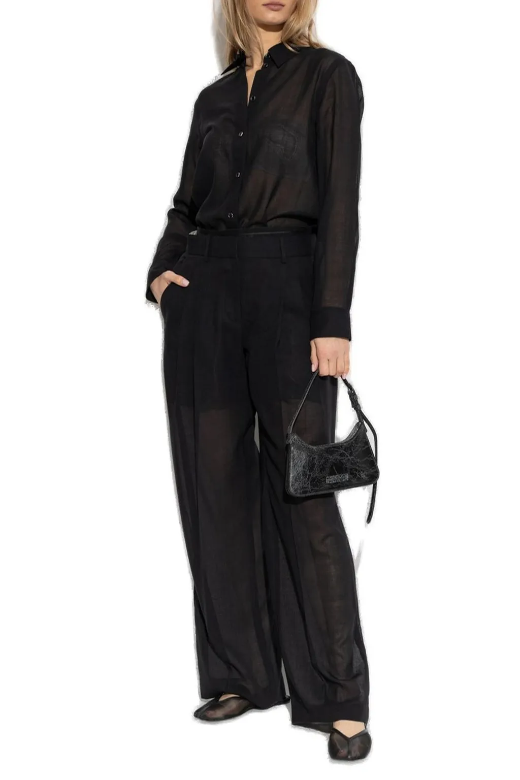 Pleated Wide-Leg Trousers