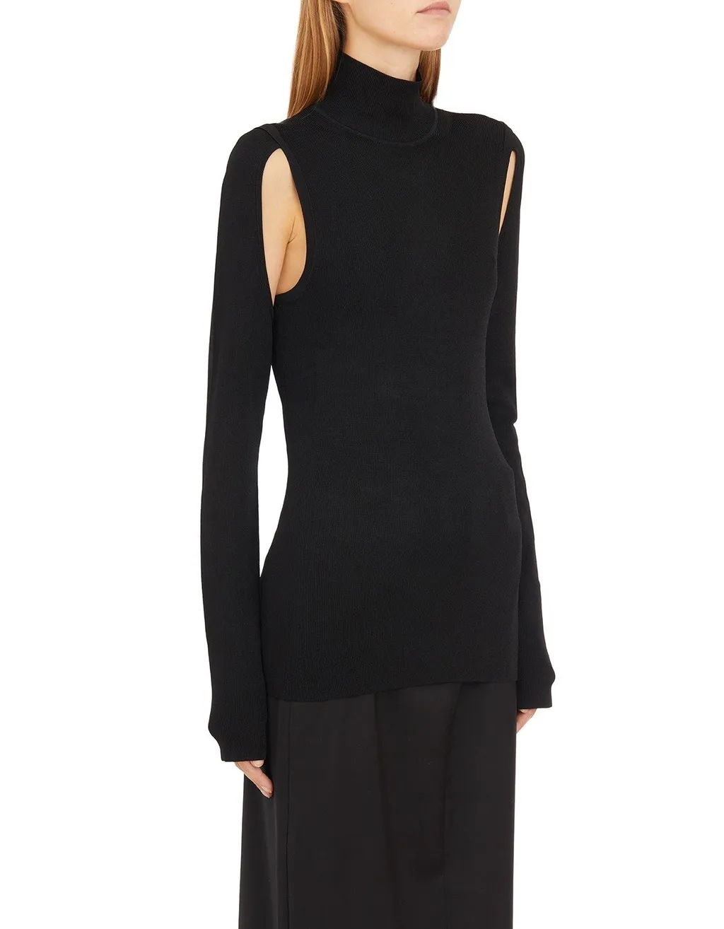 Turtleneck Sweater With Cut-Out Shoulders