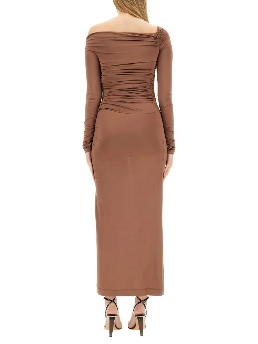 Ruched Off-The-Shoulder Maxi Dress