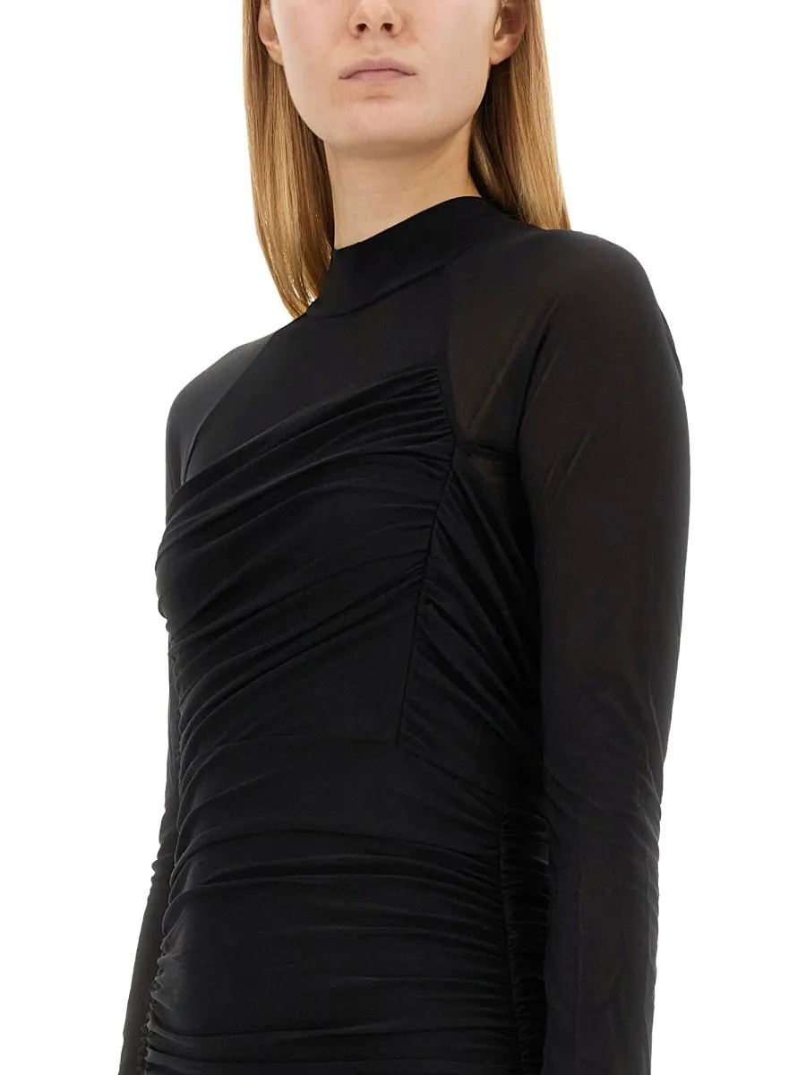 Ruched Mesh Dress