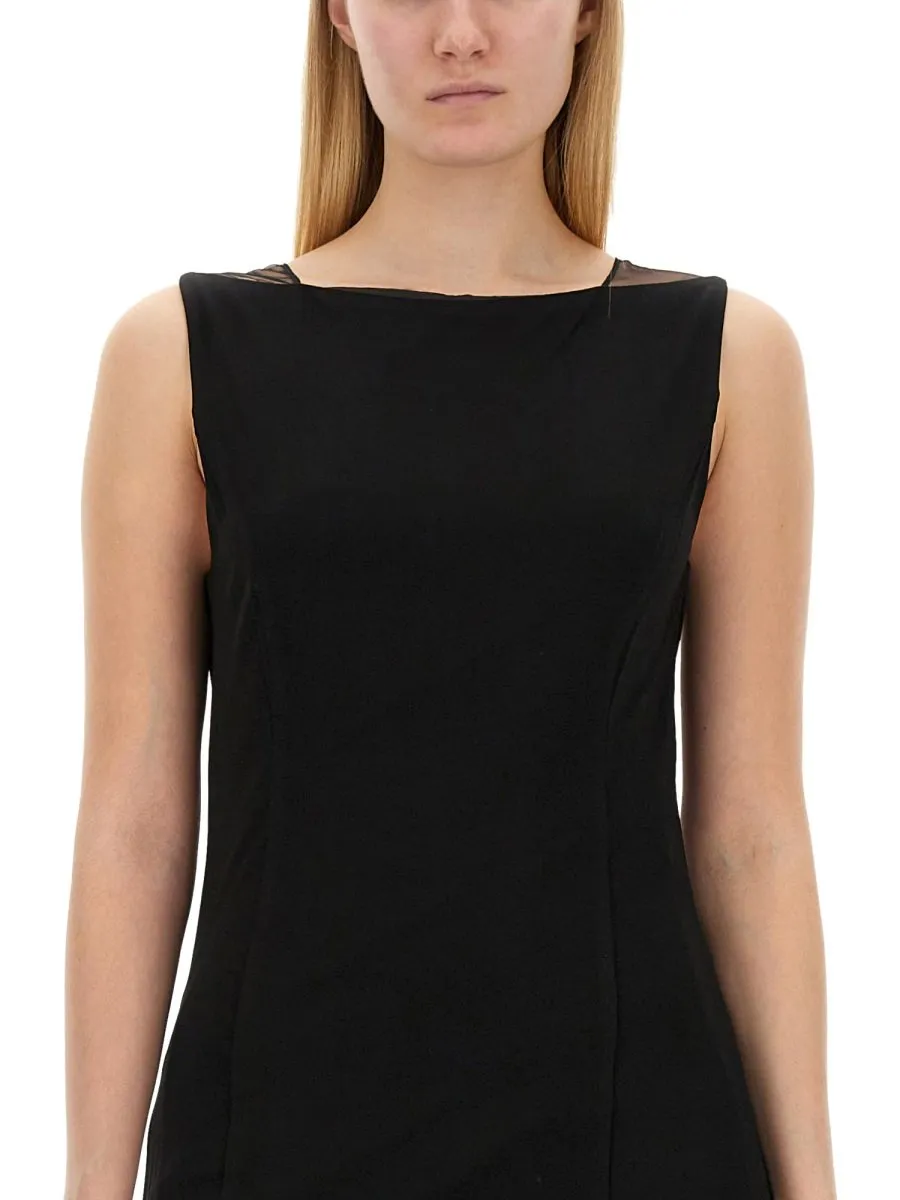 Sleeveless Maxi Dress With Tulle Inserts
