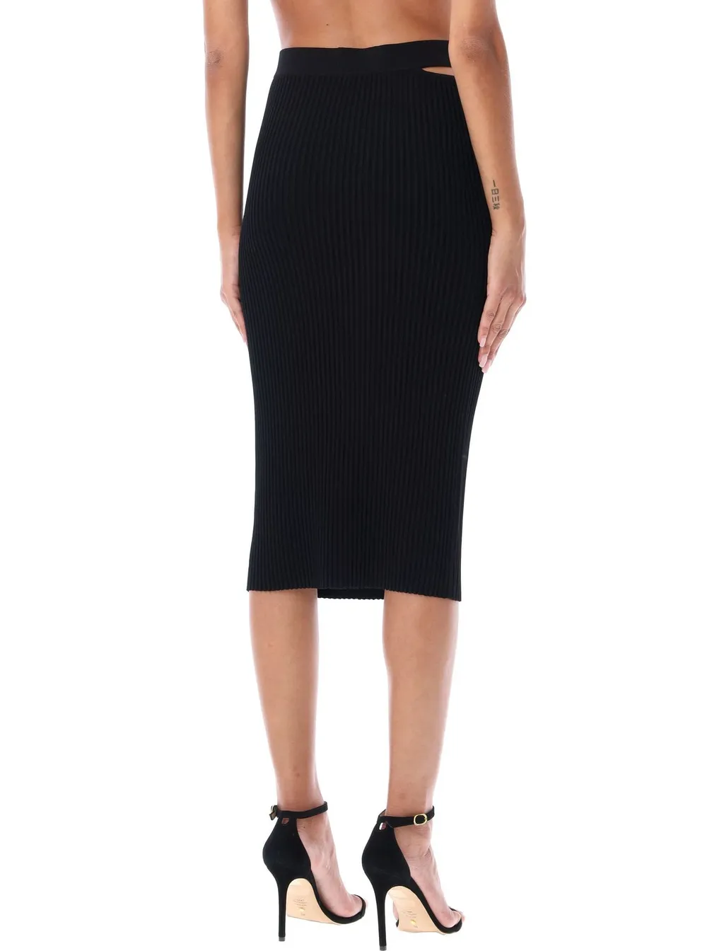 Ribbed Knit Midi Skirt