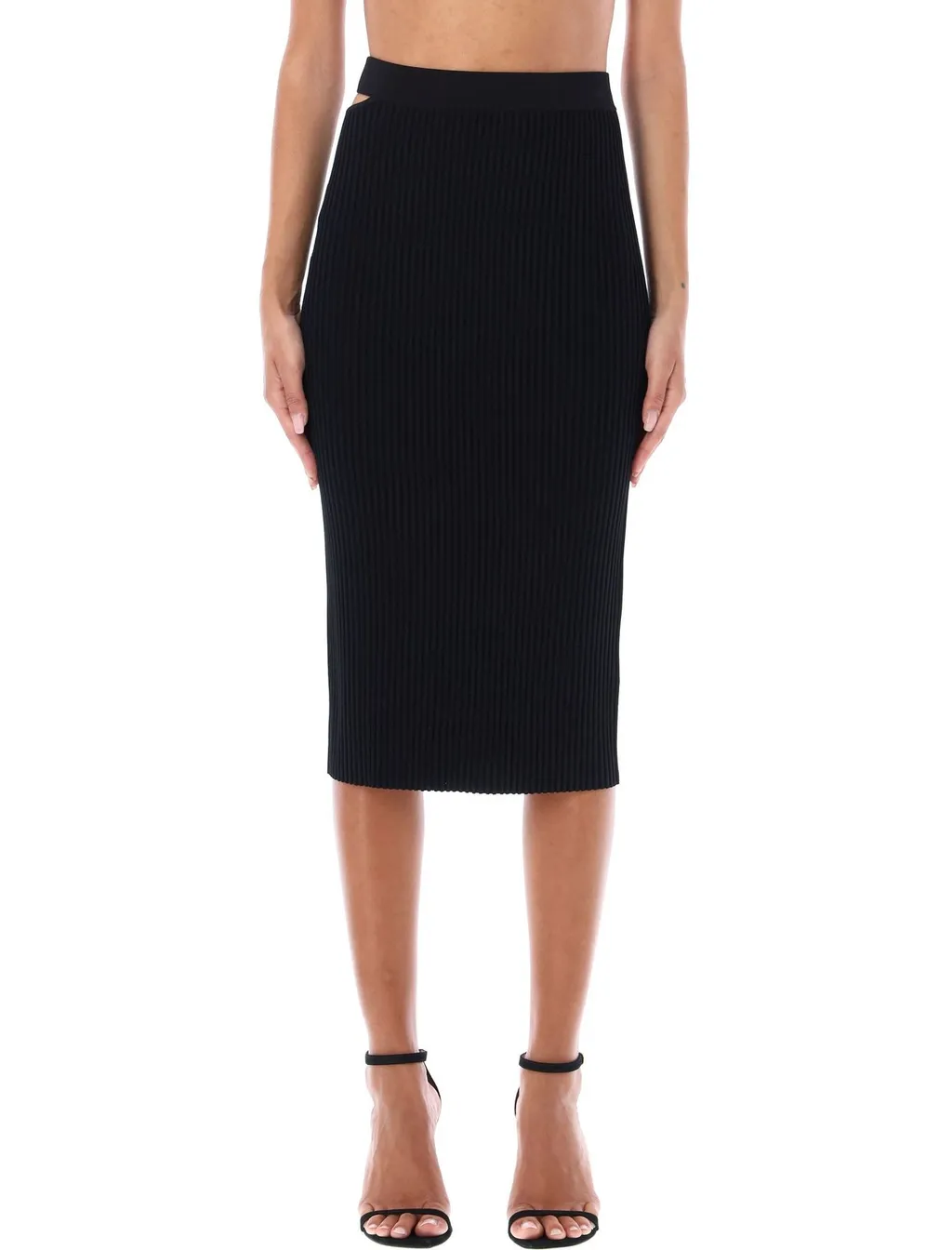 Ribbed Knit Midi Skirt