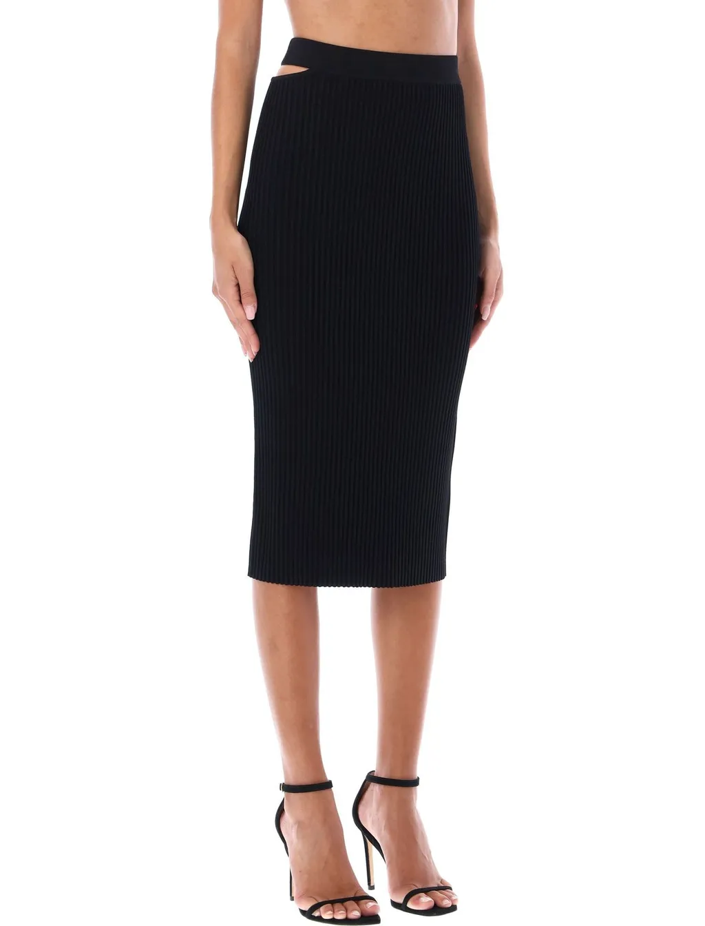 Ribbed Knit Midi Skirt