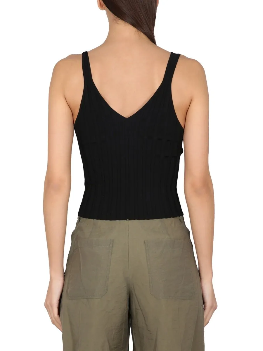 Ribbed V-Neck Tank Top