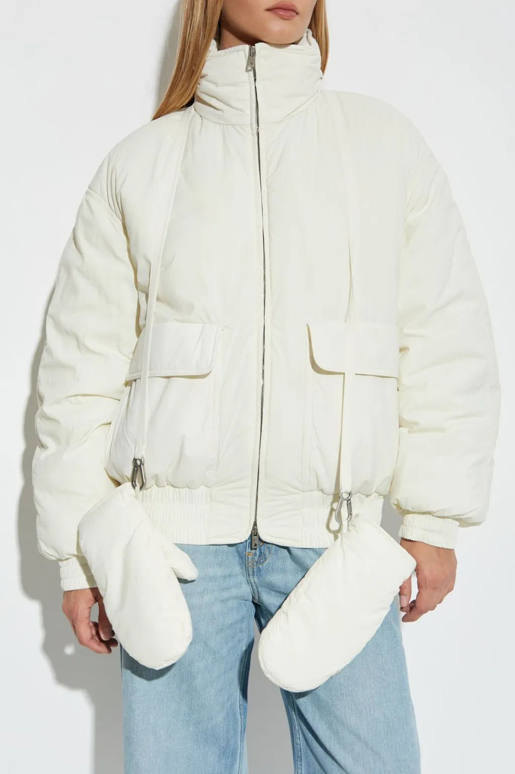Padded Bomber Jacket With Integrated Mittens