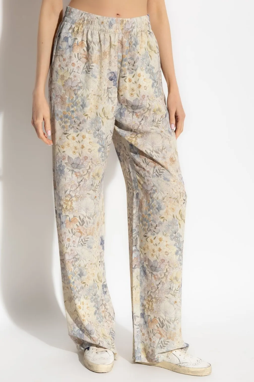 Floral Print Wide-Leg Trousers