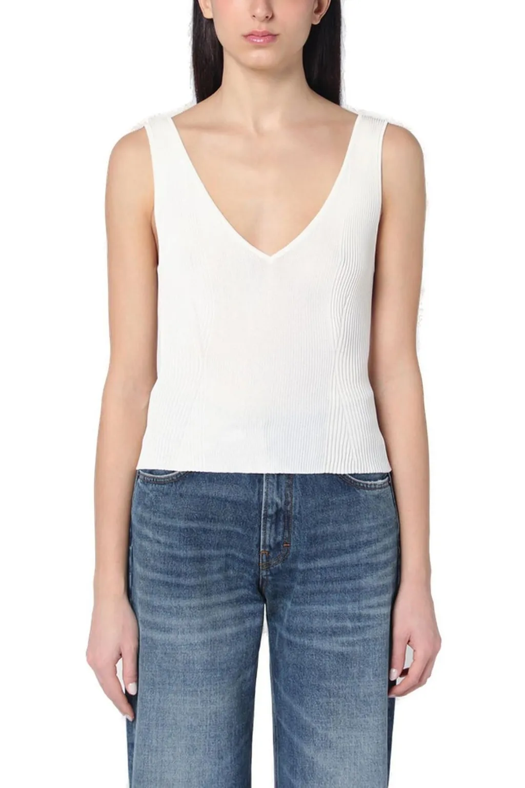 Pleated V-Neck Tank Top