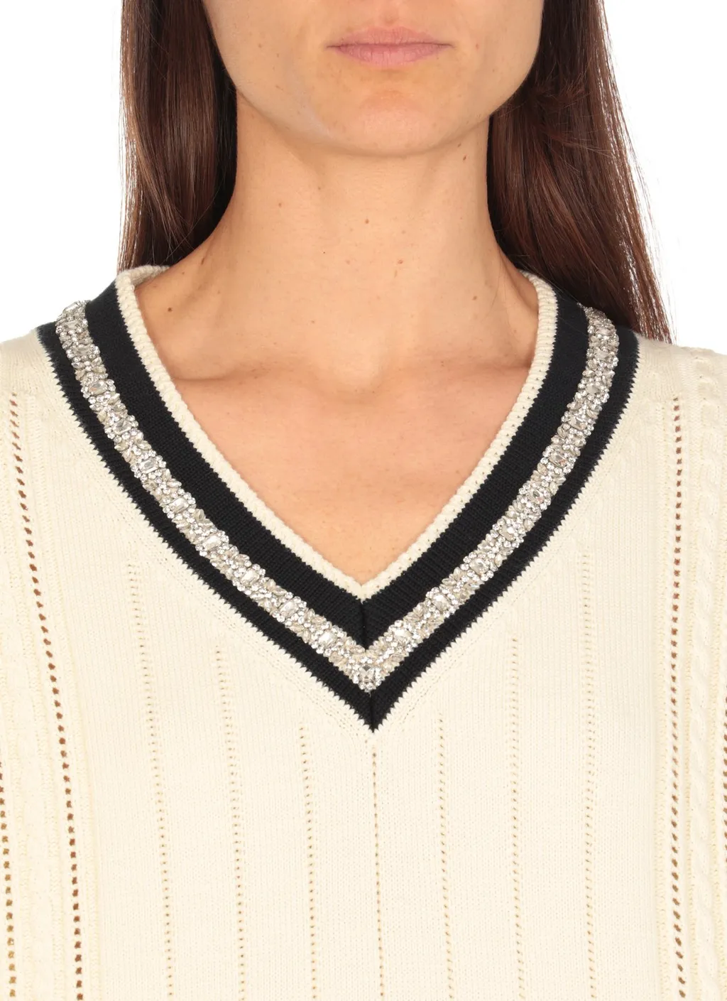 V-Neck Sweater With Stripes